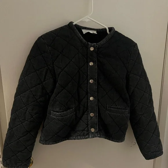 ba&sh Black Quilted Bomber Jacket with Relaxed Fit - Picture 7 of 8